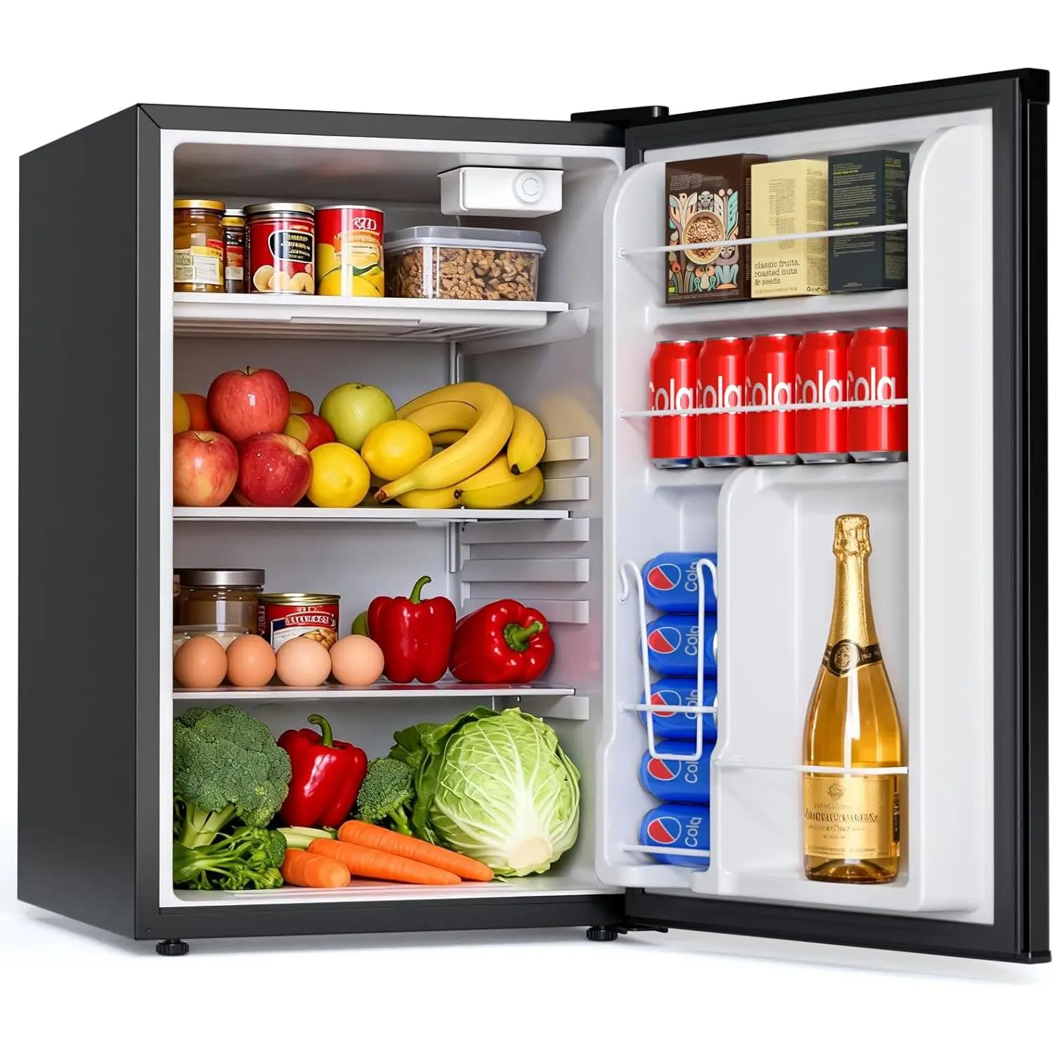 Kismile 4.5 Cu.Ft Compact Home Refrigerator - Single Reversible Door Kitchen Appliance with Adjustable Thermostat, Removable Glass Shelves, Energy-Efficient Appliance for Bedroom, Office, Appliances