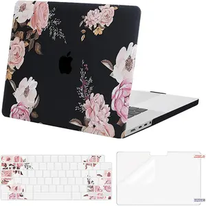 MOSISO Compatible with MacBook Pro 14 inch Case 2023 2022 2021 Release M3 A2918 A2992 M2 A2779 M1 A2442 Pro Max Chip, Plastic Peony Hard Shell Case&Keyboard Cover&Screen Protector