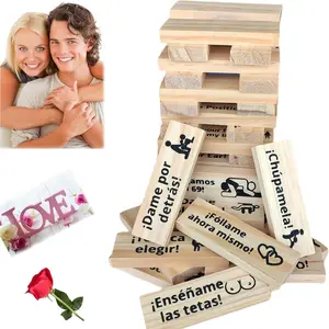 Tumbling Stacking Blocks Tower Game for Adult Couples Spanish Version Funny Bedroom Board Game