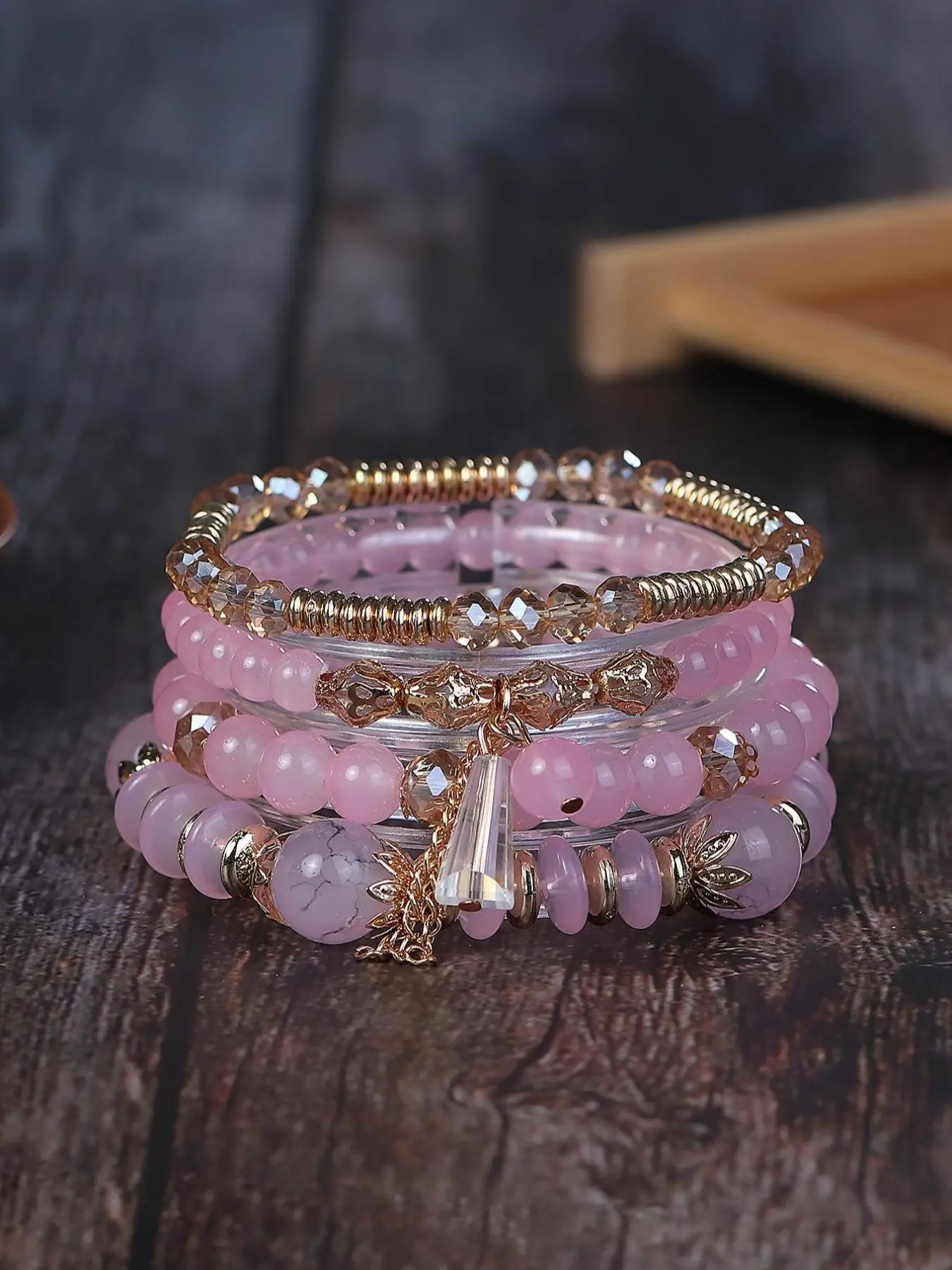 Boho Style Artificial Crystal Pendant Bracelet, Trendy Matching Beaded Hand Chain Bracelet, Summer Bracelets Accessories for Women & Girls