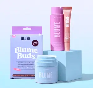 blume Fresh Face Edit Daydreamer, Meltdown Gel Cream, Superbalm in Vanilla Cream, and Blume Buds