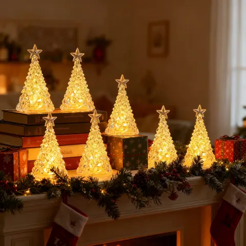 4/8-Piece Oval Crystal LED Light Set - Christmas Aesthetic Art Deco Decorations Indoor, Mood Lighting, Decorative Lights, Desktop Ornament, Elevate Festive Decor for Cozy Desk Ambience, Anniversary Gift