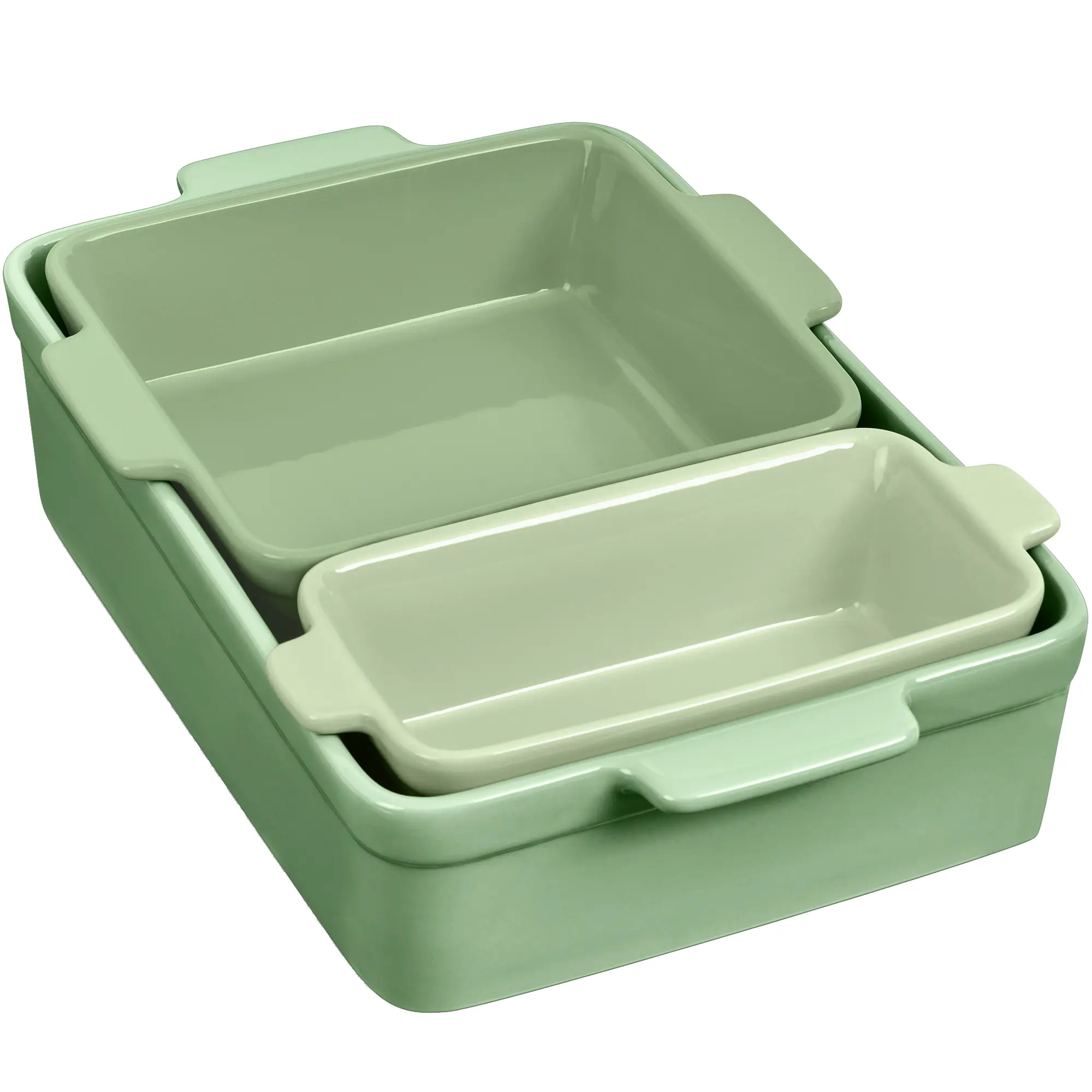 Best Choice Products Ceramic Bakeware Set of 3 Casserole, Loaf, and Square Dishes w/ Handles Best Choice Products Ceramic Bakeware Set of 3 Casserole, Loaf, and Square Dishes w/ Handles