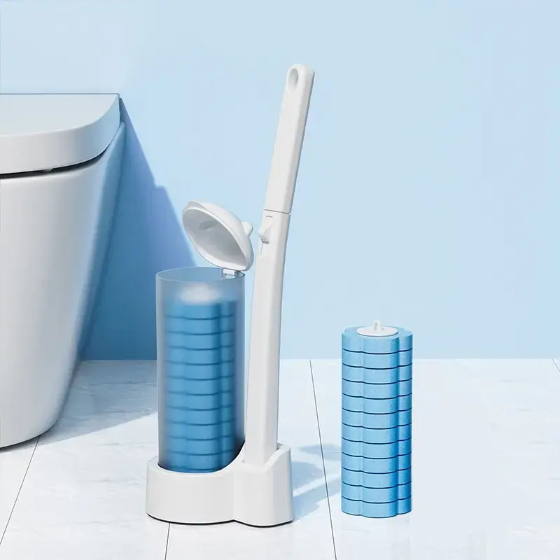 48PCS Plastic Disposable Toilet Bowl Brush & Plunger Complete Cleaning Kit - Flexible Head, Wall-Mountable Holder, Set + Refills, Touch-Free Disposal, Instant Cleaning Activation, Anti-Fouling Daily Tool for Home Use