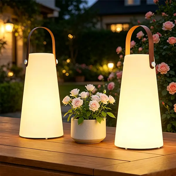 2 Pack Outdoor Lamps, Rechargeable Outdoor Lanterns Table Lamp with IP44 Waterproof, Battery Operated Portable Hanging Cordless Outdoor Lamp RGB Colors for Patio Camping Balcony Porch