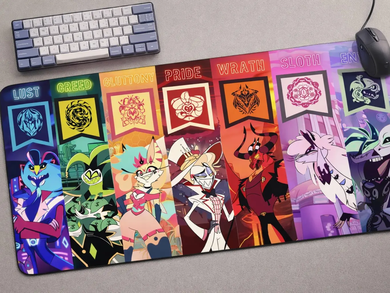 Helluva Boss Hazbin Hotel 7 Sins of Hell Mouse Pad and Playmat