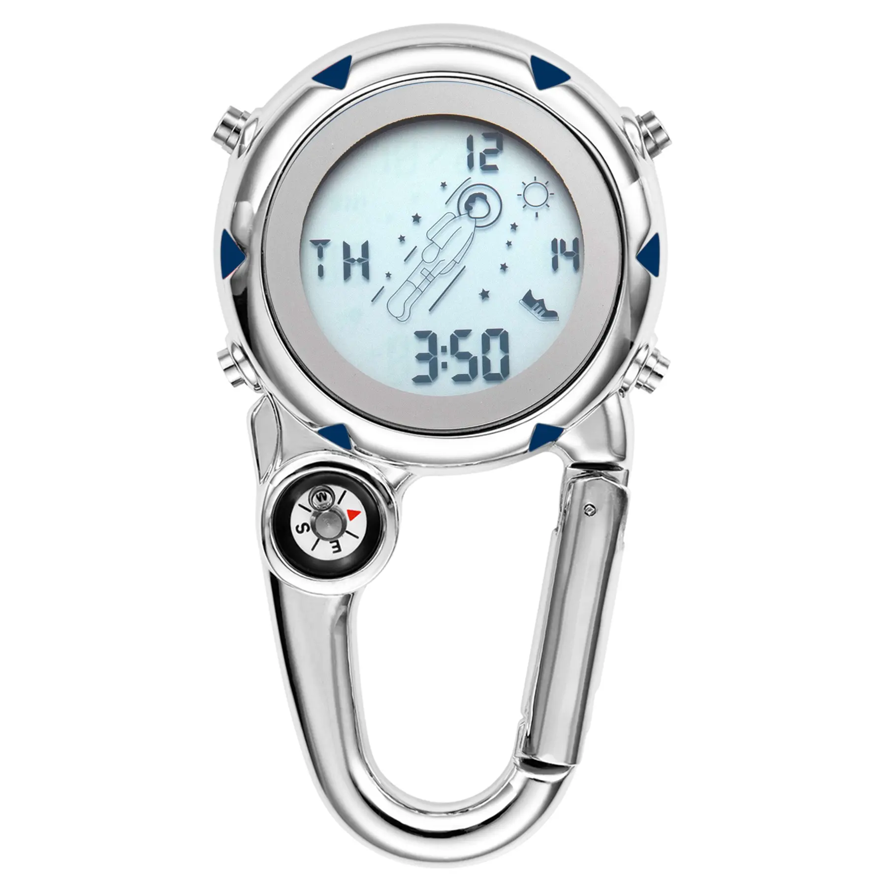 OIDEA Men's Modern Space Theme LED Display Watch - Unisex Epoxy Resin Case, Astronaut Dial, Integrated Compass Alarm, Carabiner, Day-Date Displays, 3ATM Water-Resistant for Outdoor Adventures, Carabiner Clip, Digital, Light-Up Led Pocket & Fob Watches, Cu