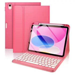 Detachable Wireless Keyboard Case for iPad 10th Gen 10.9" & iPad Air 6 2024, Magnetic Bluetooth Keyboard Folio with Pencil Holder, Soft TPU Protective Cover with Stand for iPad 10/Air 5/6