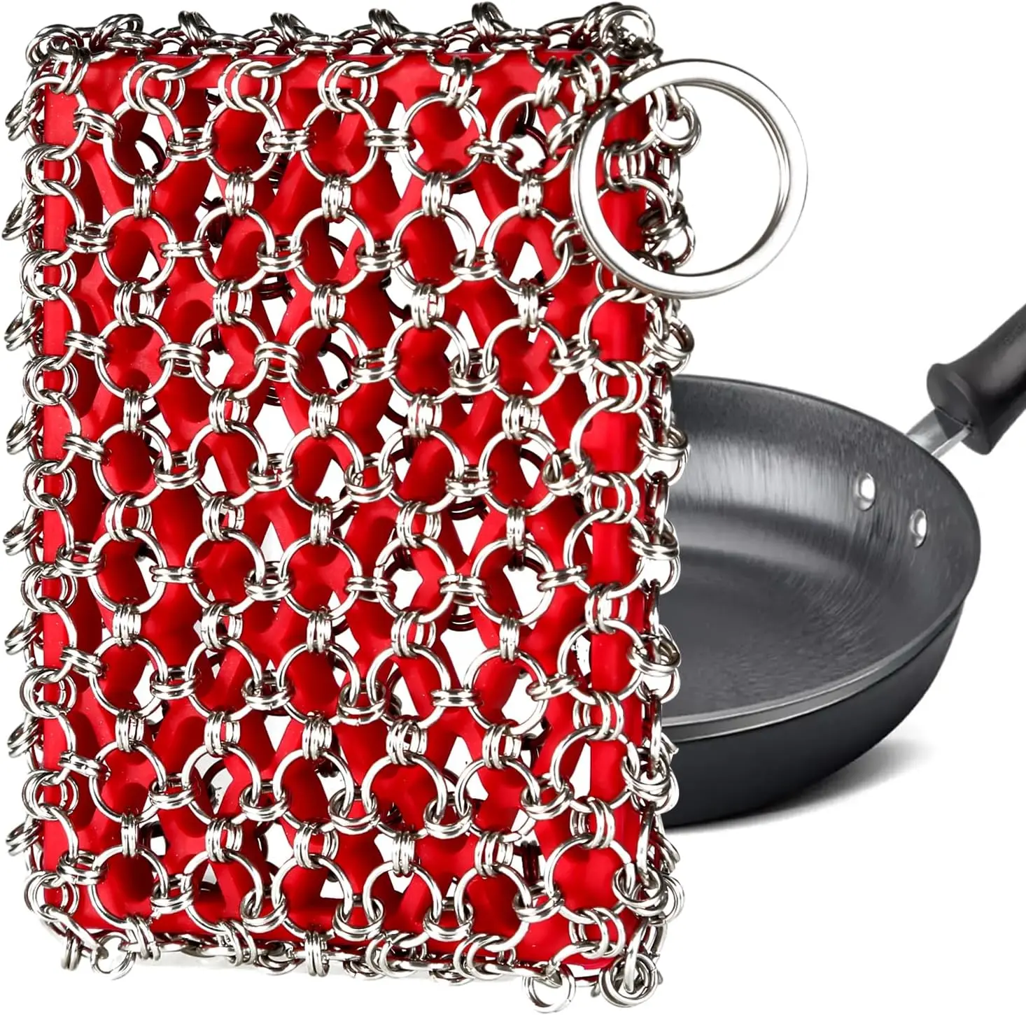Cast Iron Scrubber, Skillet Chainmail Scrubber for Cast Iron Pan - Chain Mail Scrubber Cast Iron Sponge
