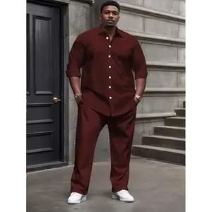 Plus Size Casual Sport Suit, Outdoor Leisure Men'S Button Closure Jacket And Casual Pants Spring Summer Sets for Adult Males, PLUS SIZE Formal Clothes  tracksuits for men