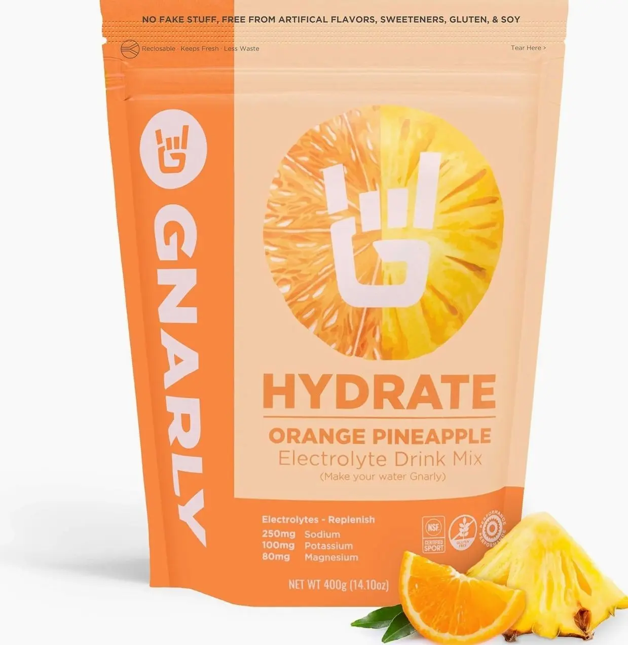 Gnarly Nutrition Hydrate Electrolyte Powder – Orange Pineapple Exercise Hydration Drink Mix – NSF Sport Certified – Electrolyte Solution, Performance & Recovery – Orange Pineapple, 14.10 oz