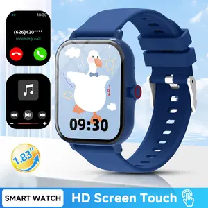 1.83 Inch Touch Screen Kids Smartwatch, Touchscreen Smart Watch, Large Battery Capacity, Lightweight, Fitness Tracker, Wireless Calling & Message Notifications, Music Player, Flashlight, Calculator, Compatible with Android and iOS, Children's Gift