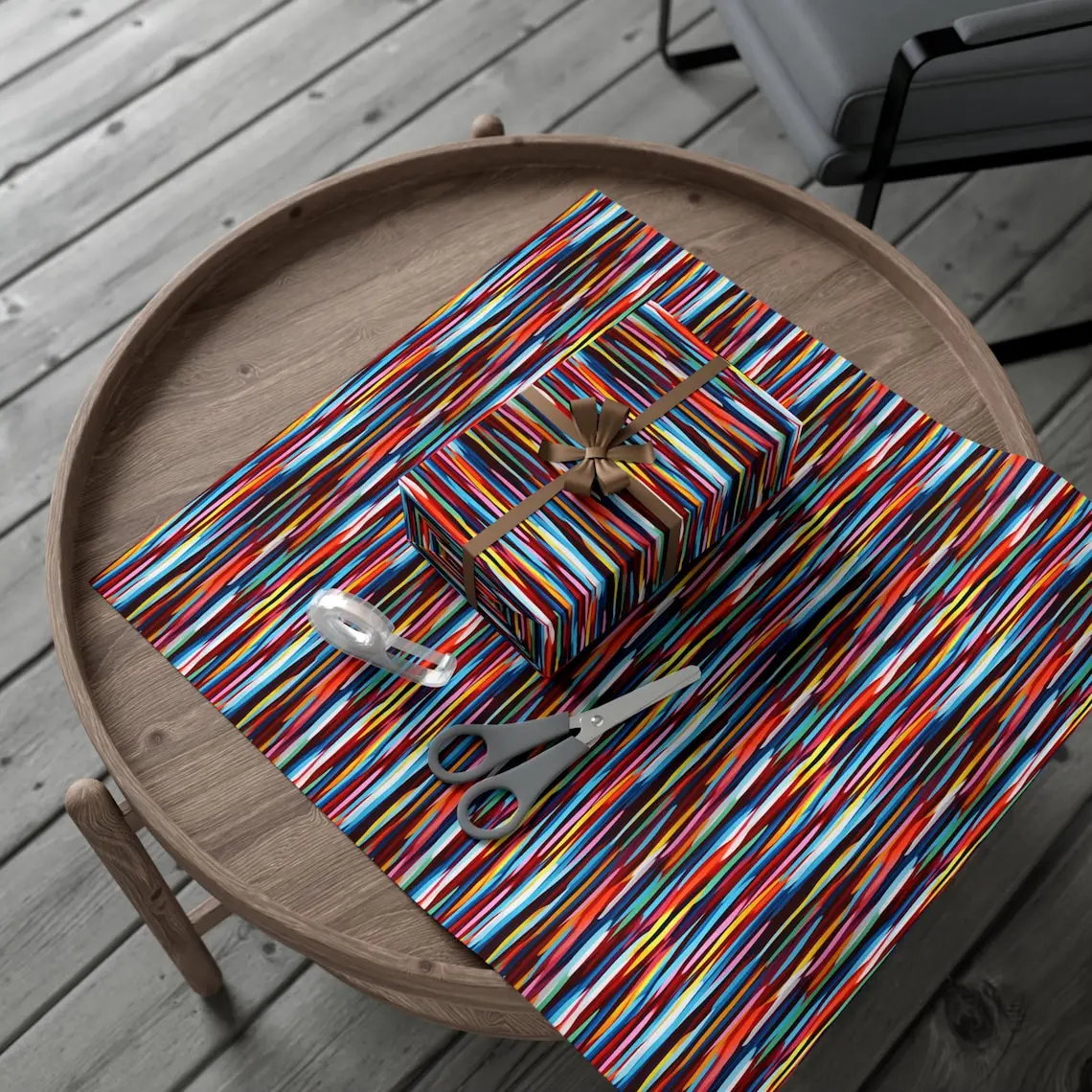 Abstract Stripes Wrapping Paper: Elegant Holiday Gift Wrap
