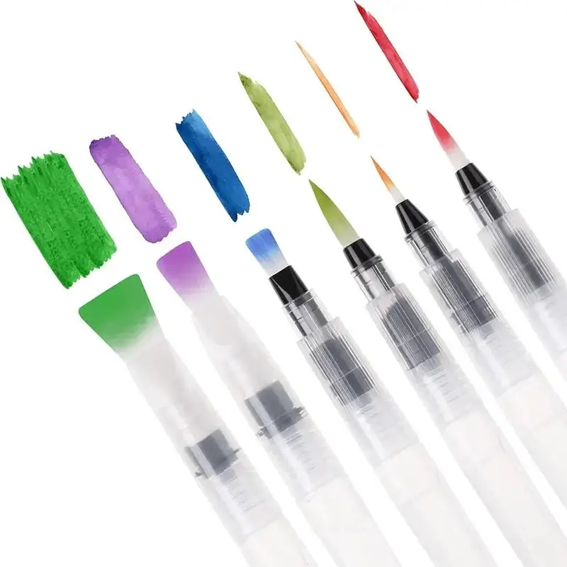 Comic Paint Pen Art Supplies, 6pcs/Set Watercolor Painting Brush Pen Drawing Supplies, Refillable Watercolor Brush Pen Art Kit For Painting School