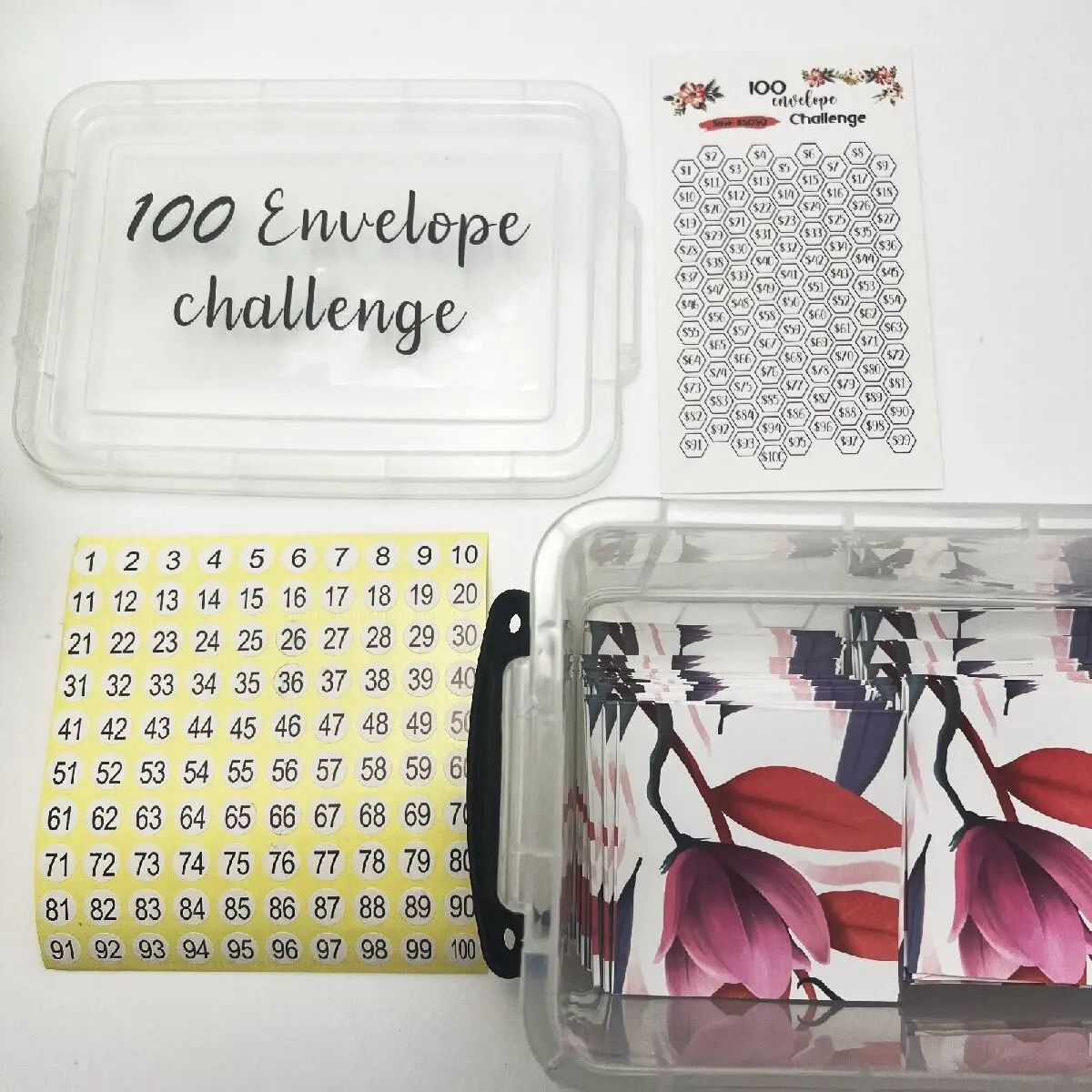 New 100 Envelope Challenge Box Set, Money Saving Challenge Kit, 100 Envelopes for Savings Goals, Financial Planning Tool