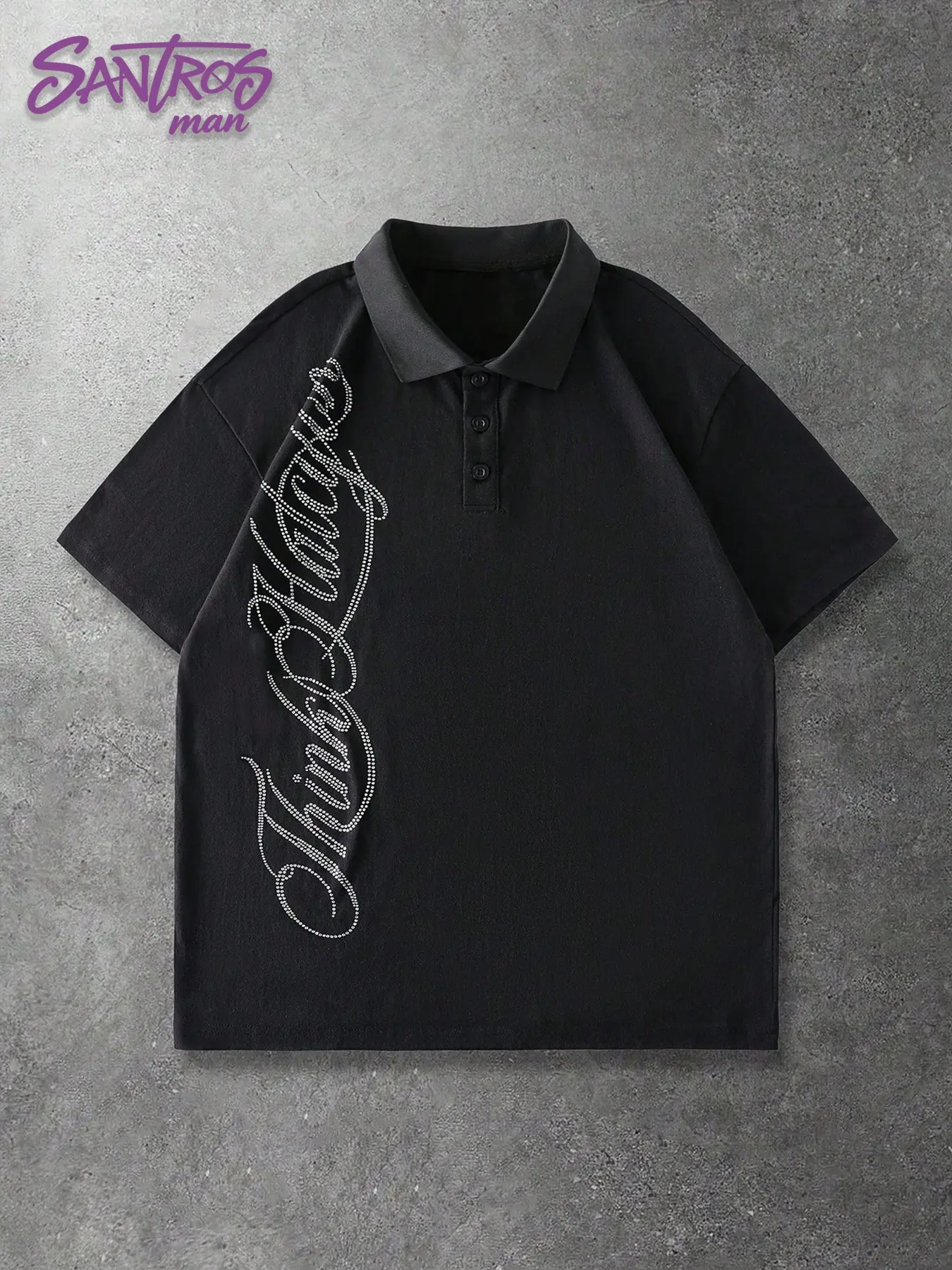 Unisex Y2K Street Style Graphic Polo Shirt, Loose-Fit Short Sleeve Top, Trendy Letter Print, Ideal for Couples & Gifts