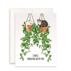 I Miss You Greeting Card - 5x7 Personalized Message Card, Miss Hanging Out With You Theme, Includes Kraft Brown Self-Seal Envelope, Long Distance Family Gifts for Best Friend & Mom