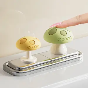 2pcs Mushroom Shaped Toilet Flush Button Cover, Silicone Toilet Tank Flusher Presser, Universal Non-Slip Toilet Flushing Aid for Bathroom, Nail-Friendly Toilet Push Button Accessory, Toilet Accessories