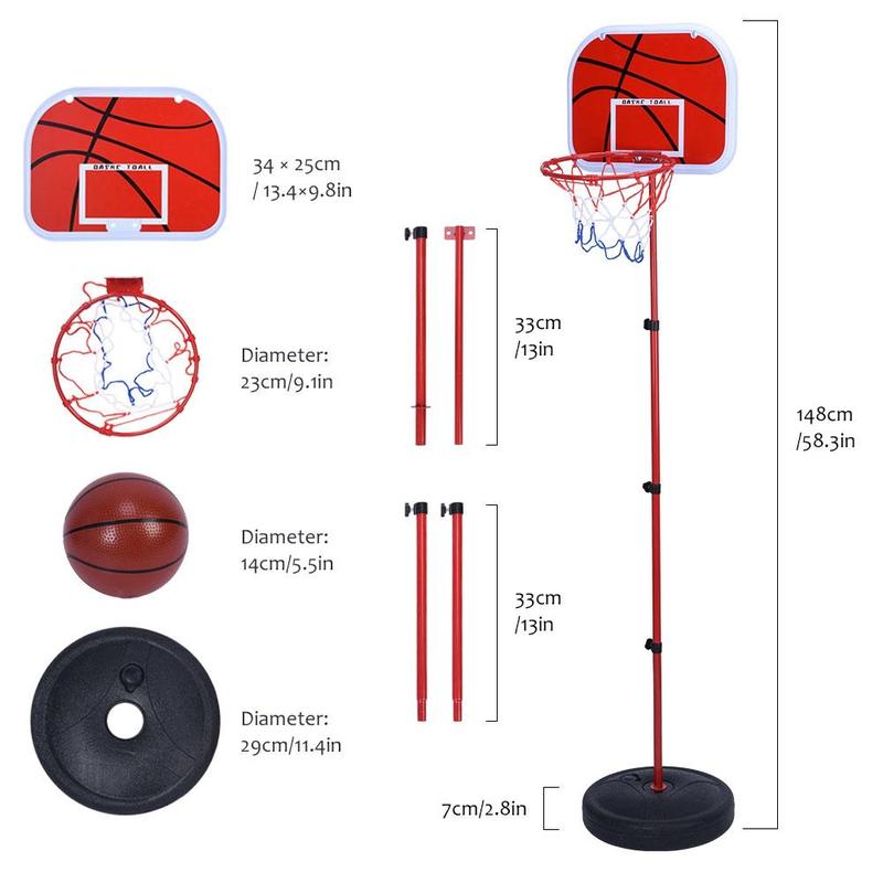 150CM Basketball Hoop Outdoor Indoor Sports Steel Pole Basketball Stand Adjustable Height Basketball Toy