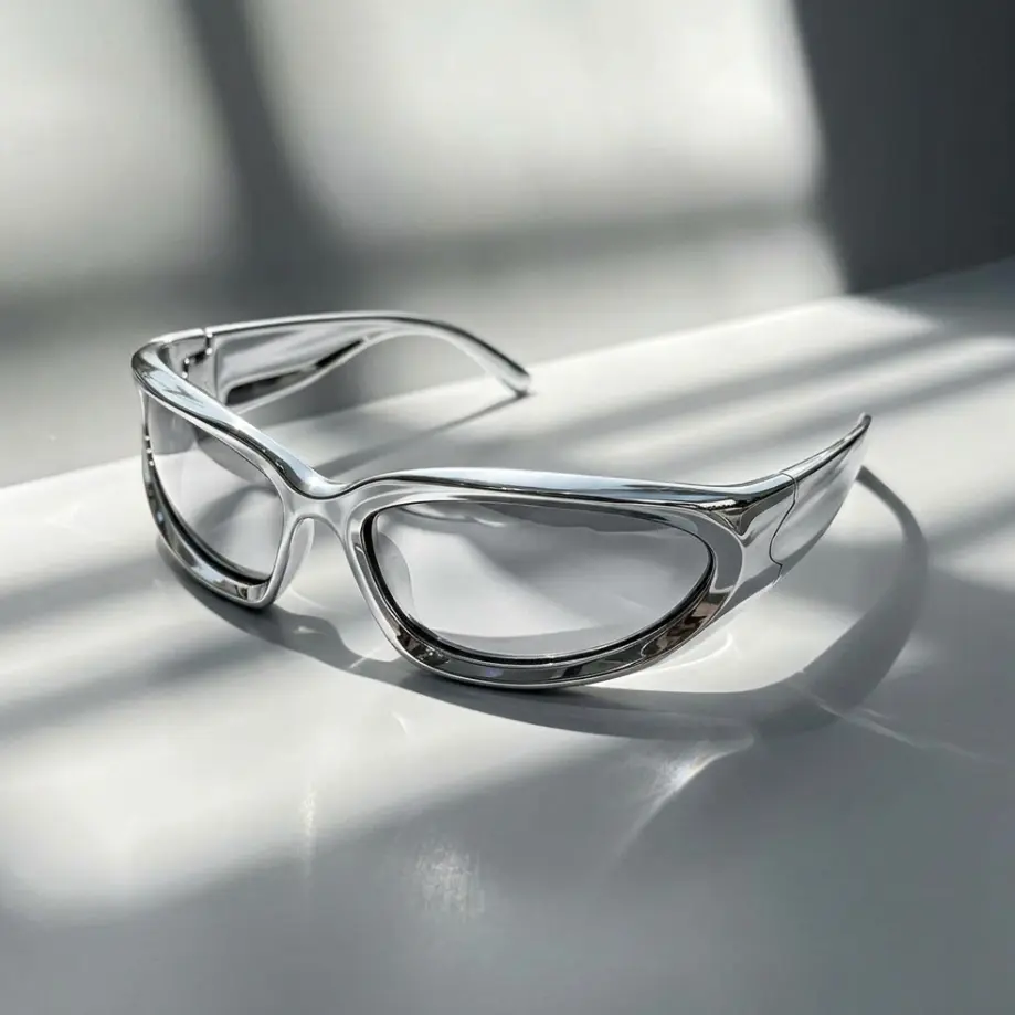 Unisex Y2K Wrap-Around Sport Sunglasses, Futuristic Curved Frame, UV400 Protection, Outdoor Cycling Fashion Eyewear