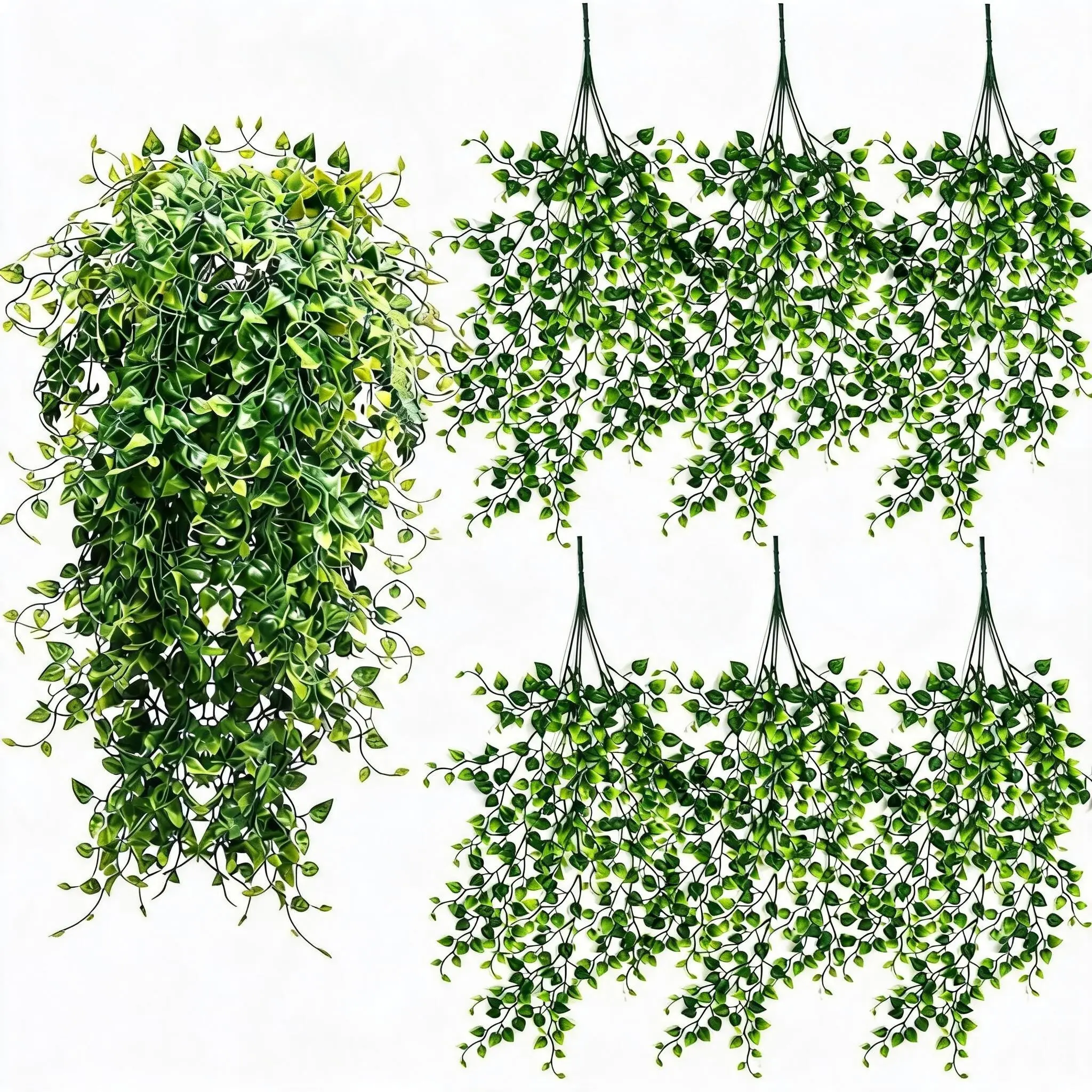 6 Pack Artificial Hanging Plants, 31.5in Fake Hanging Ivy Vines, UV Resistant Plastic Greenery, Elegant Artificial Plants, Home, House Plants Decor, Garden, Wedding, Indoor & Outdoor Decor, Indoor Faux Plant, Fake Plant Decoration