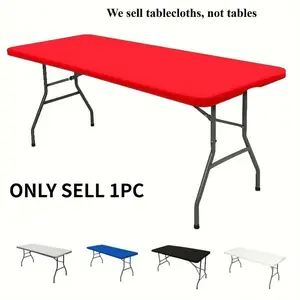 4-Foot Polyester Fiber Rectangular Elastic Tablecloth Protector, Ideal for Home Parties, Weddings, Picnics, Event Decorations