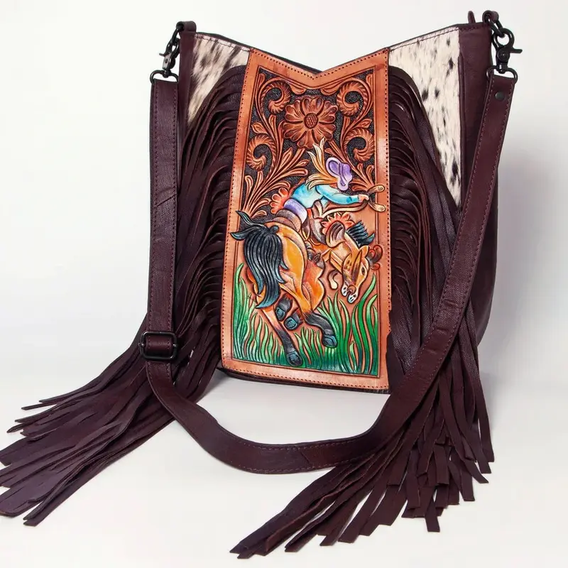American Darling Western Leather Backpack with Hair On  display picture 1