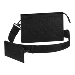 Louis Vuitton Gaston Dual-Function Classic Monogram Embossed Leather Crossbody Bag for Men in Black