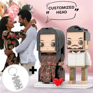 2024 Valentine's Day Couple Brick Figures Personalized Couples Brick Figures with Love Keychain Small Particle Block for Valentine's Day