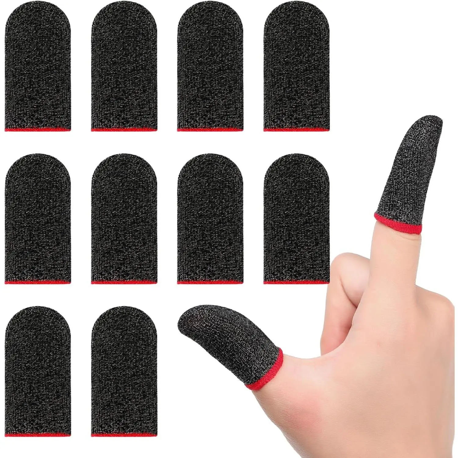 10 Pack Gaming Finger Sleeves, 0.3mm  Fiber dedales Gamer, Smooth Operation, Anti-, Extremely Thin,Maximum Touch Response,Comfortable fit, Fit Mobile Phone Tablet Devices
