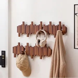 6 Hooks Wall Piano Key Hanging Coat Rack, Home Wall Mounted Clothes Hanger, Bedroom Vertical Simple Storage Shelf, Space-Saving Organizer