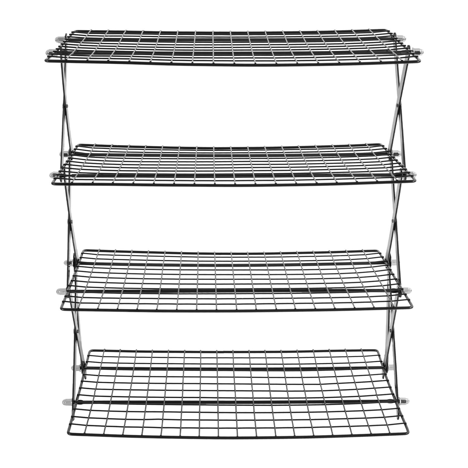 4-Tier Foldable Grilling Drying Rack with Non-Stick Coating, 22 lbs Load Capacity Portable Camping Picnic Rack for Outdoor Barbecue, Backyard Party, Food & Utensil Storage 4-Tier Foldable Grilling Drying Rack with Non-Stick Coating, 22 lbs Load Capacity Portable Camping Picnic Rack for Outdoor Barbecue, Backyard Party, Food & Utensil Storage