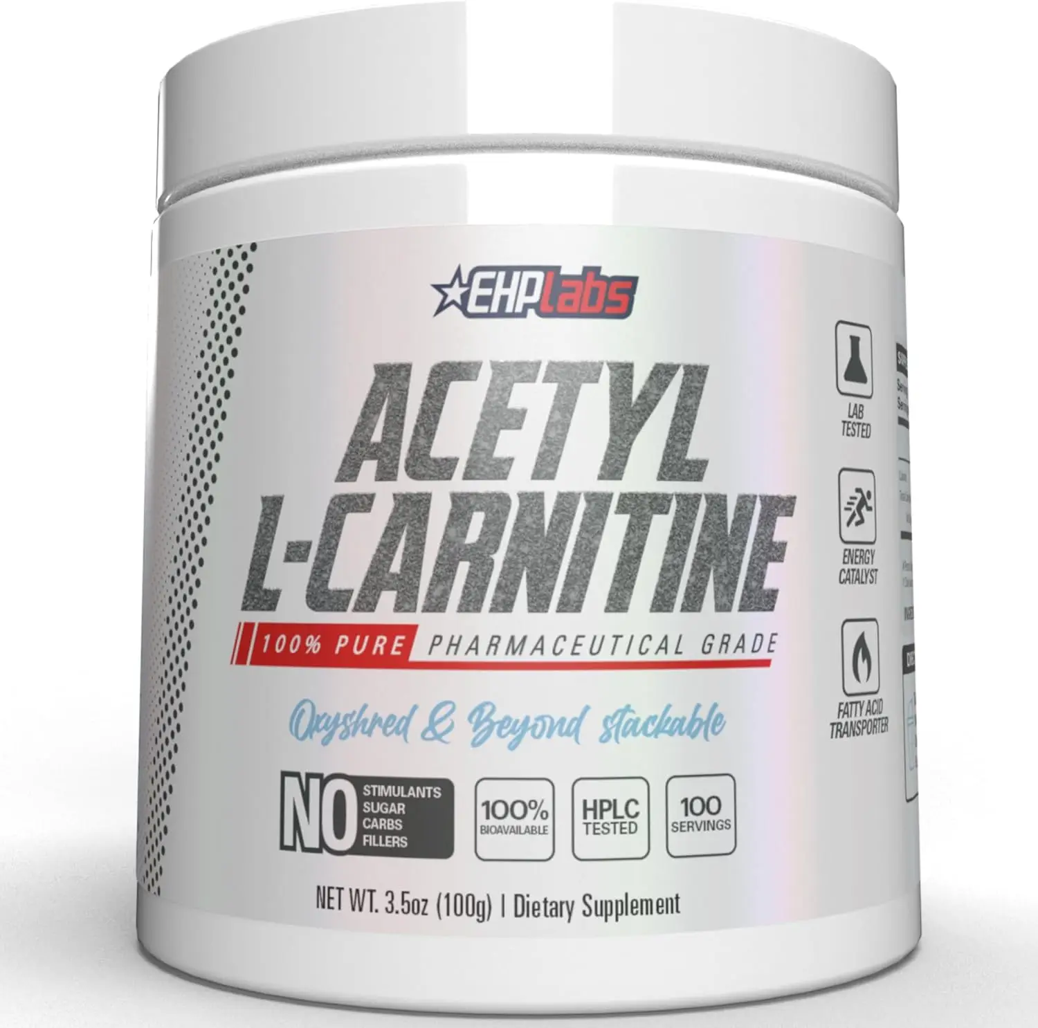EHPlabs Acetyl L Carnitine Powder 100g - Supports Natural Energy Production, Naturally Flavored , Supports Healthcare - Carnitine, PCOS - Stack With O