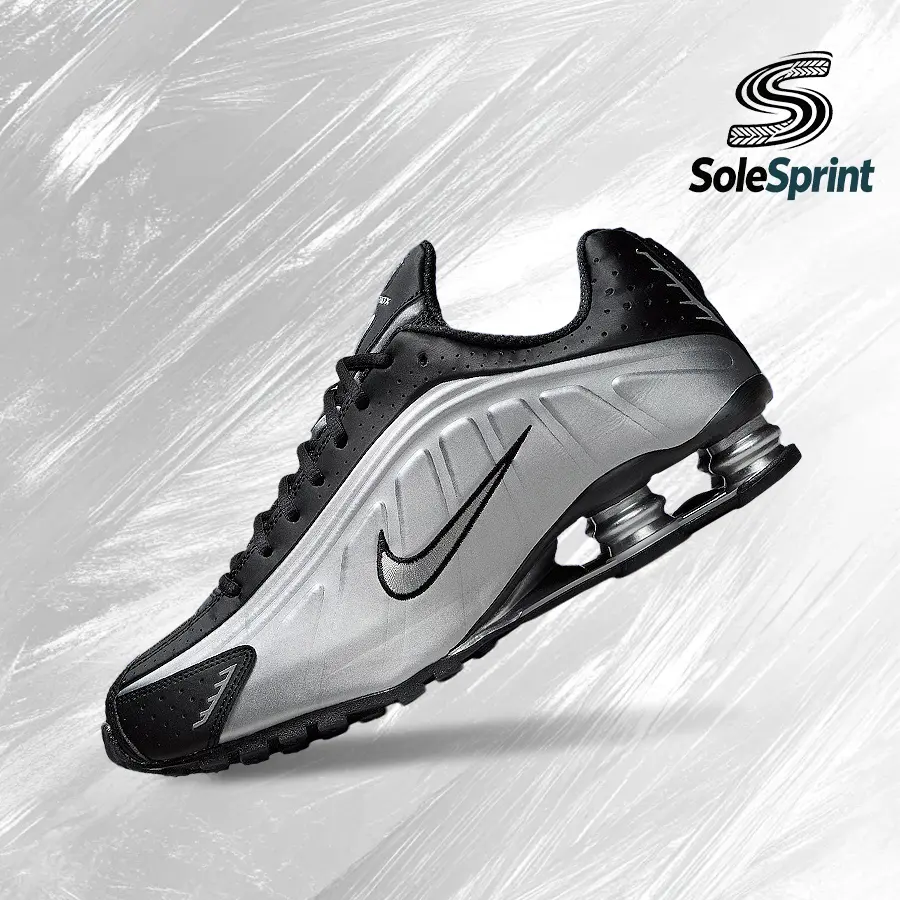 NIKE Shox R4 Men's Athletic Sneakers, Metallic Silver Vintage-Inspired Runner Shoes with Shock-Absorbing Comfort for Streetwear, Gym & Back-To-School (HQ1988-007), Footwear, Casual Wear, Male, Modern Flair, Gym Sessions, Gym/Street