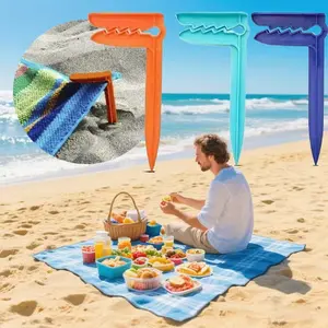 4pcs colorful windproof clips, suitable for beaches and picnics - Durable PP material, ideal for securing blankets, towels, etc. - Perfect for outdoor activities, camping, hiking, and parties, picnic accessories