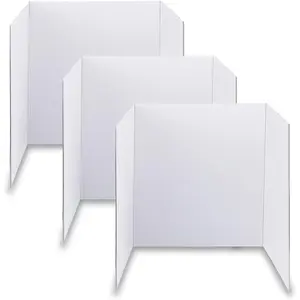 Trifold Poster Board 24" x 16" 3-Pack White Corrugated Project Boards for Science Fairs School Projects Event Displays