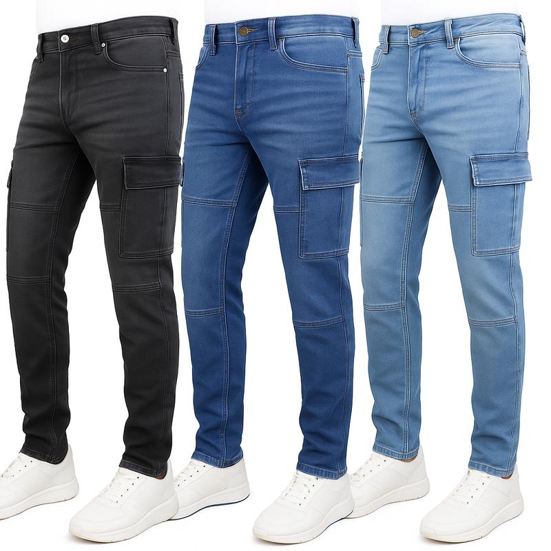Men's Multi Pack Stretch Cargo Pocket Jeans - Men's Multi Pack Stretch Cargo Pocket Jeans -