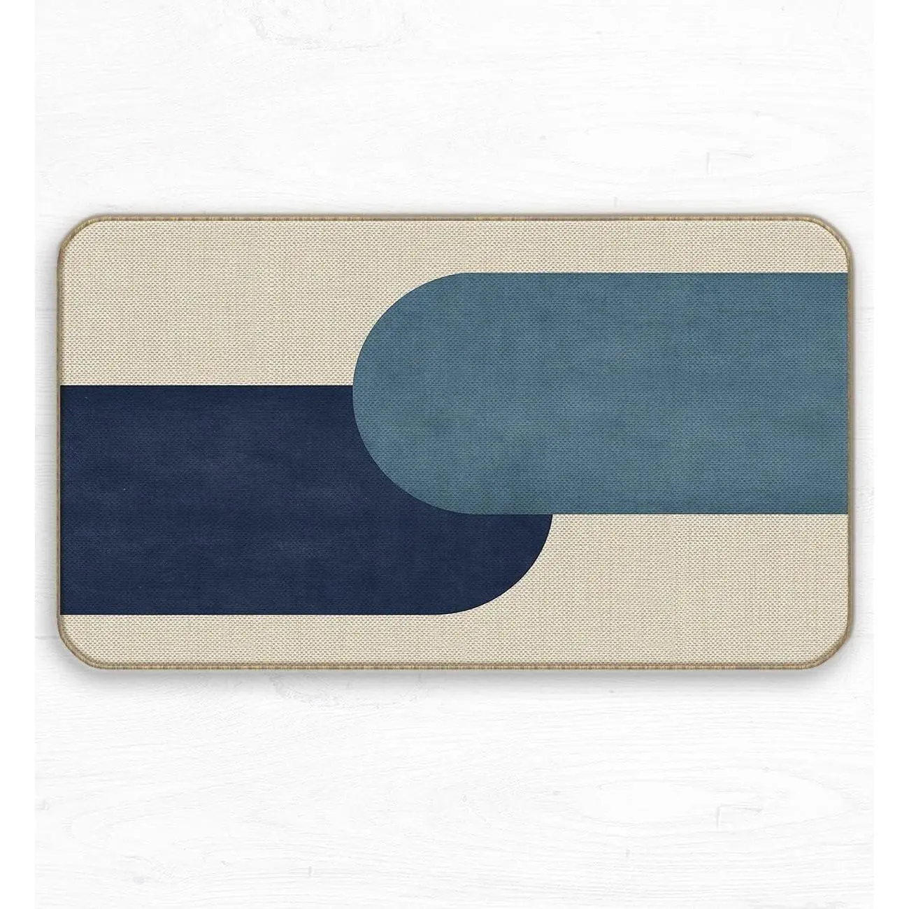 Half-Circle Color Block- Navy Blue Boho Mid Century Modern Art Decorative Doormat,Front Door Outdoor Entrance Farmhouse  Bedroom Girls Room Office Decor,Boho Lovers Gifts,30 x 17 Inches Doormats
