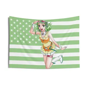 Anime Gumi Vocaloid American Flag Carrot Indoor Wall Tapestries Home Decor Wall Hanging Room Tapestry Wall Art Fabric Poster