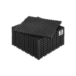 VEVOR Interlocking Drainage Mat, 12" x 12" Modular Interlocking Cushion, 12 Pcs Splicing Drainage Mats, Non-Slip Black PP Drainage Floor Tile and Shower Mat, for Garage, Garden, Kitchen & OutdoorSummervibes