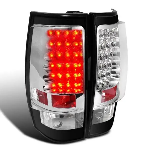 Spec D Tuning Plug-in Type LED Tail Light with Brake Signal - Black & Chrome, Compatible with 07-14 Chevy Tahoe, LT-DEN07JMLED-V2-TM Model