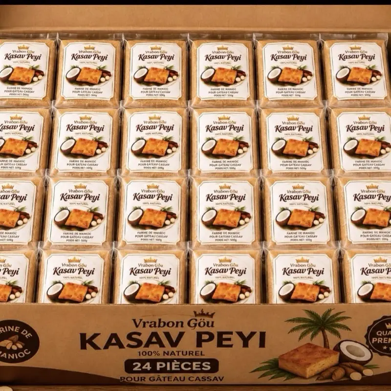 Authentic Traditional Haitian Coconut-Base Kasav Dous, 12-Piece Snack Pack Cookies & Wafers