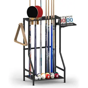 Floor Stand Pool Cue Rack - Pool Stick Holder for 10 Sticks, Cue Stick Holder, Billiards Pool Stick Rack, Pool Table Accessories,  Black