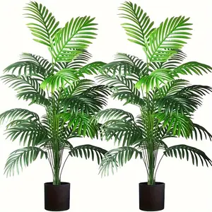 2 Stunning 32.68 Inch Artificial Palm Plants, Fake Indoor Plants, Perfect for Weddings, Hotels, Gardens, Outdoor Decor, No Batteries Needed, Realistic Greenery, Artificial Faux Greenery