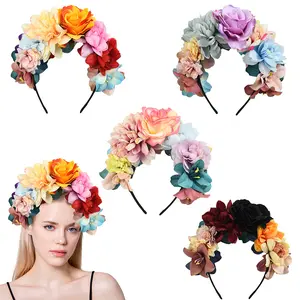 Rose headband, artificial flowers, holiday party photo prop, costume party hair accessory, live streaming floral wreath headband