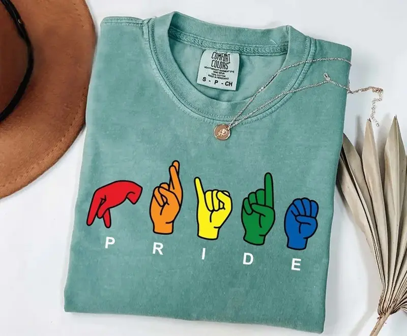 Comfort Colors Pride Sign Language Shirt, LGBT Friendly Shirt, Rainbow LGBT Shirt, LGBT Support Tee Gift