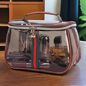 Vintage Waterproof Transparent Makeup Bag, Large Capacity Retro Cosmetic Travel Organizer, Fashion Handbag for Women, Perfect Gift for Holidays