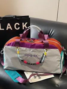 1pc Color Block Hiking Duffle Holdall Bag | Lightweight Water-Resistant Weekender & Gym Bag with Detachable Strap, Ideal for Travel & Outdoor, Sport Gym Bag