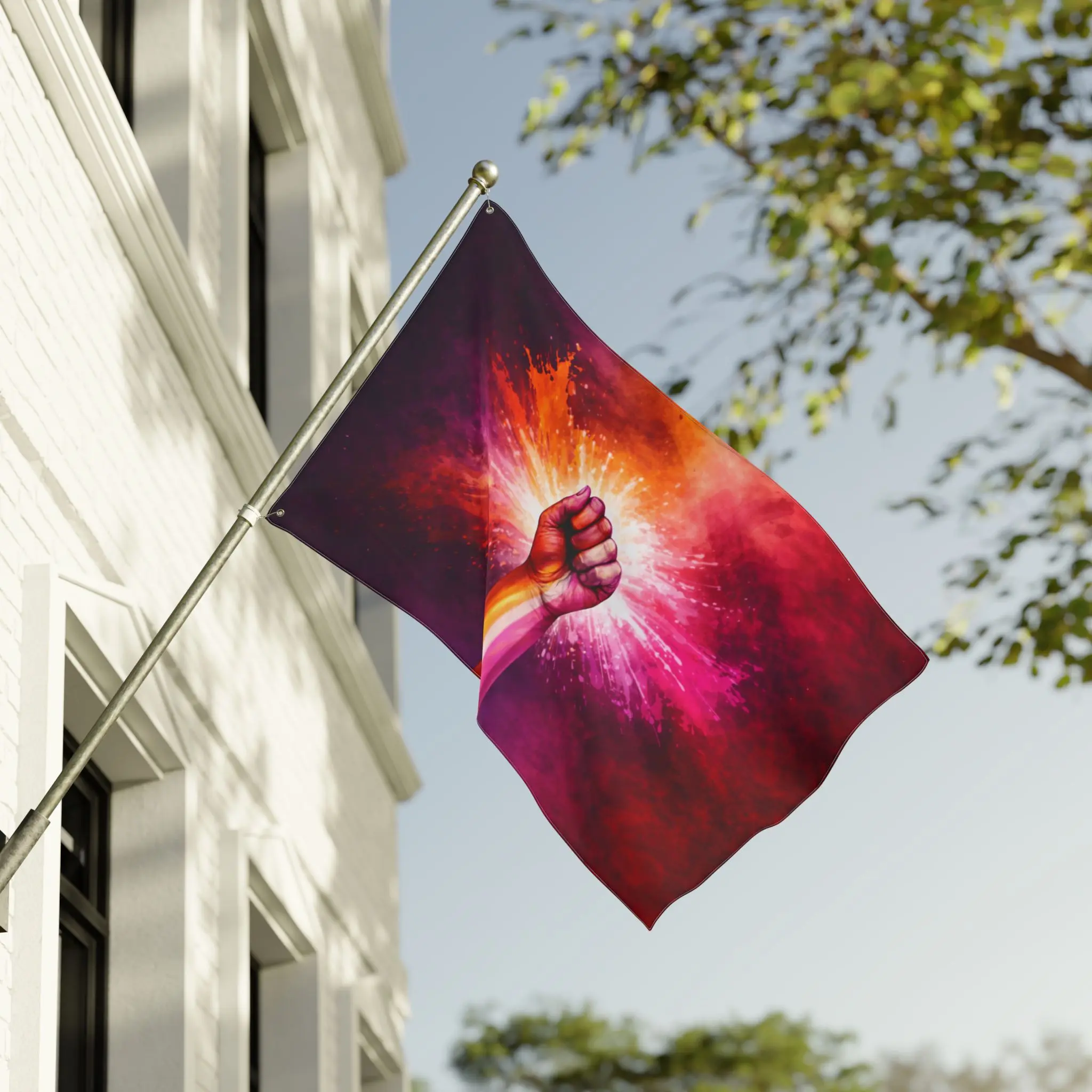 Lesbian Pride Artwork Double Sided Flag | LGBTQ Pride Gay Pride Vibrant Equality Banner