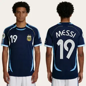 2006 Argentina Jersey Away No. 19 Messi Riquelme Soccer Training Jersey Short Sleeve 1